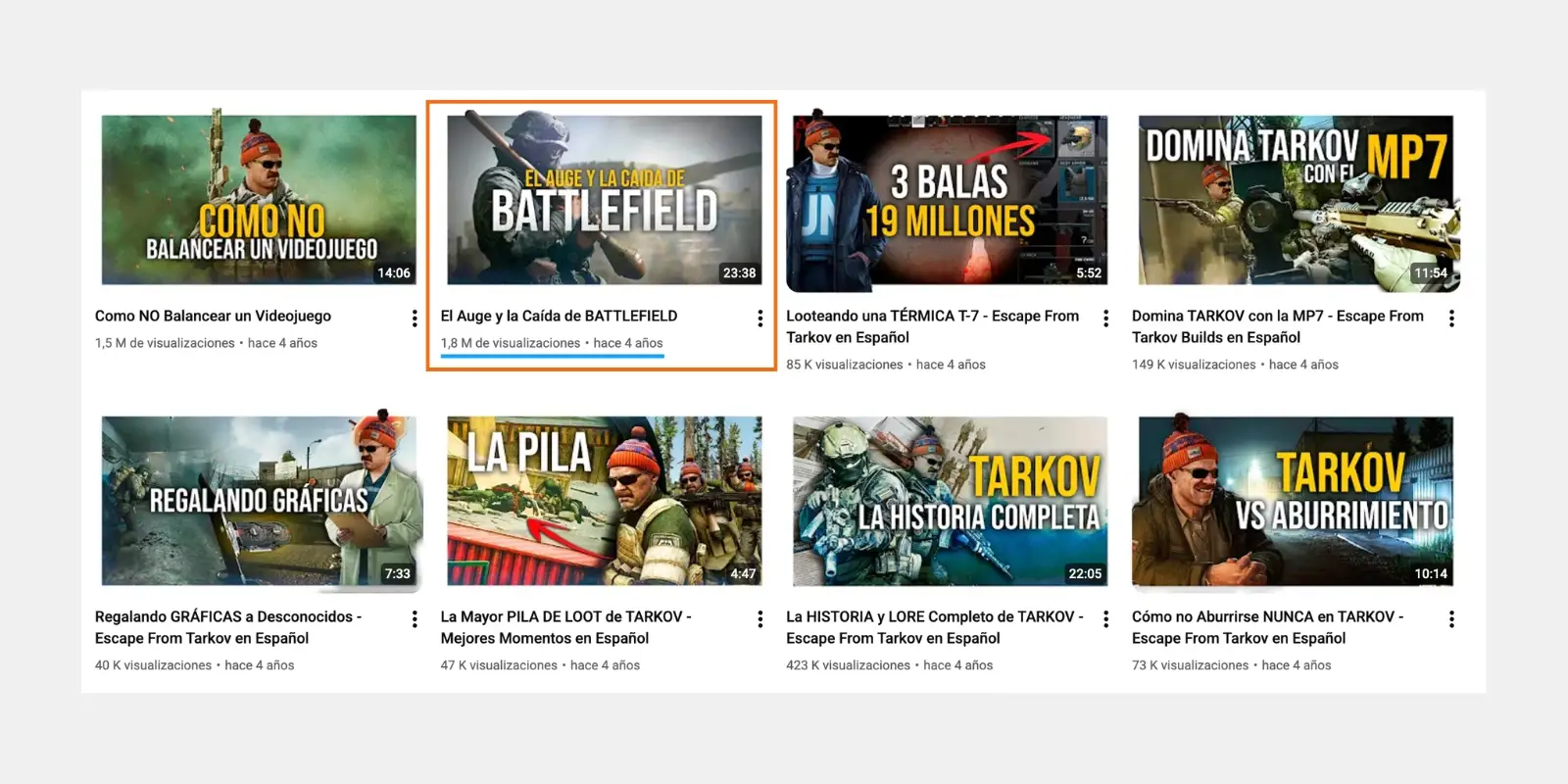 Ejemplo vídeo éxito que cambia la tendencia de un canal de Youtube