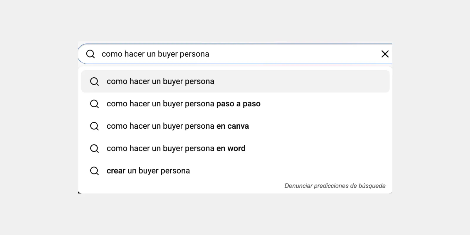Sugerencias de búsqueda de YouTube palabra como